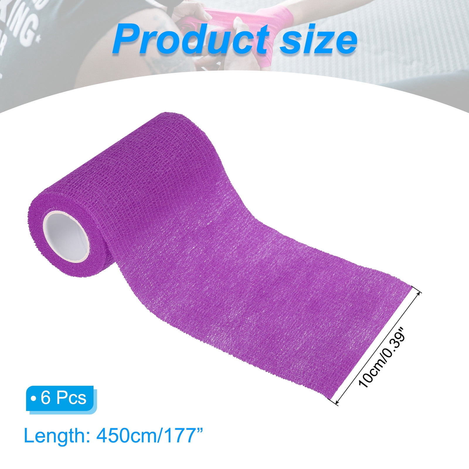 4" x 177" 6 Pcs Self Adhesive Bandage Wrap Elastic Self Tape Sport Purple