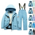 thumbnail image 5 of Toddler Ski Suit Girls Solid Color Thermal Ski Overall with Removable Hood Kids Ski Jacket & Pants Set Windproof Waterproof Winter Ski Suits for Girls 4-6 Years, 5 of 5