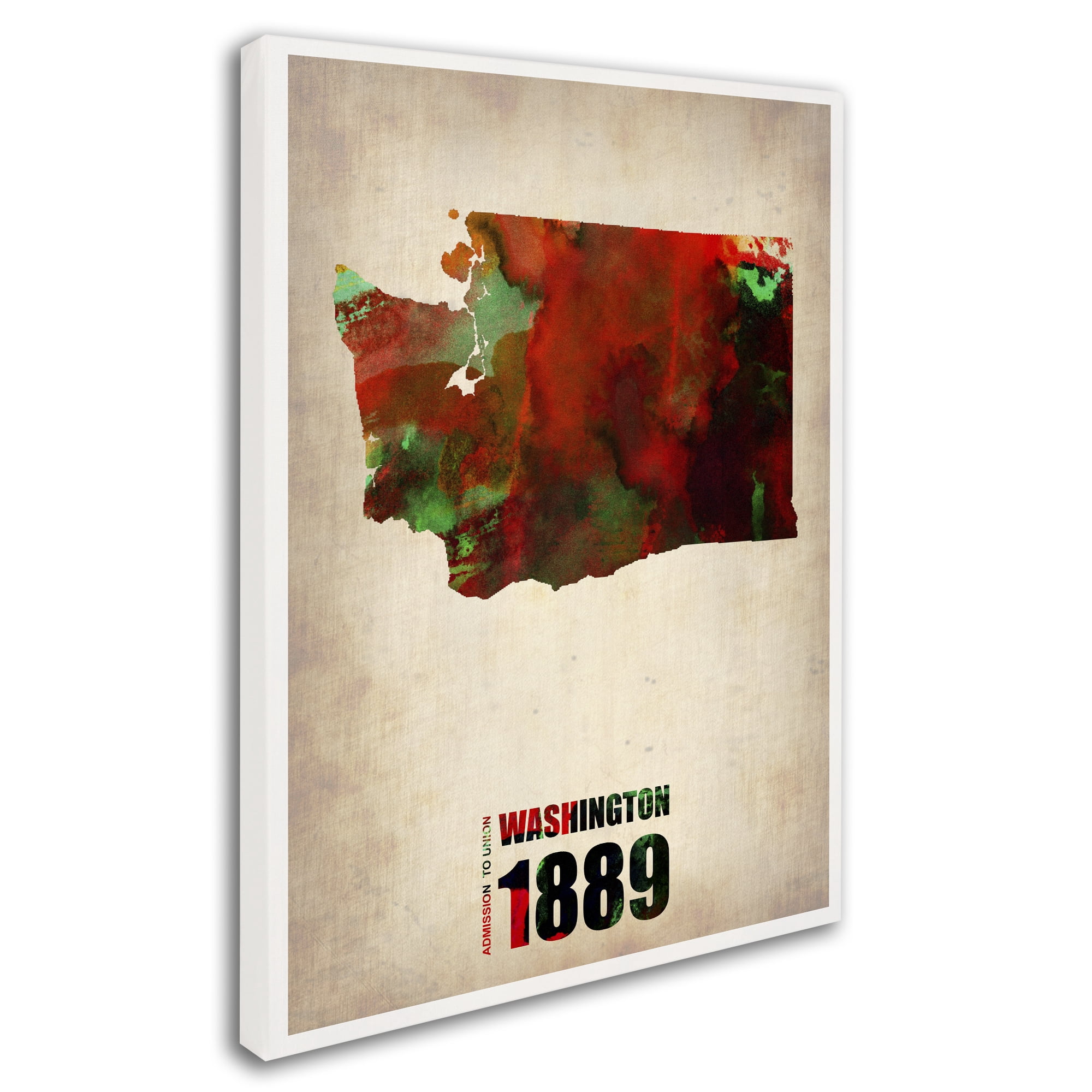 Trademark Fine Art "Washington Watercolor Map" Canvas Art by Naxart