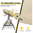 thumbnail image 5 of Arlopu 3 Person Porch Swing Outdoor Swing Chair with Adjustable Canopy & Cushions for Backyard Garden, Beige, 5 of 11