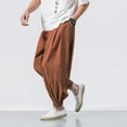 thumbnail image 3 of Plus Size Pants Men's Loose Solid Color Harem Pants Wide Leg Elasticated Pants, 3 of 6