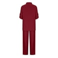 thumbnail image 5 of Scyoekwg Womens 2 Piece Sweatsuit Sets Fall Outfits Lightweight Button Long Sleeve Tops Wide Leg Pants 2 Piece Outfits Casual Matching Outfits Fashion Sweatsuits (Wine,S), 5 of 5