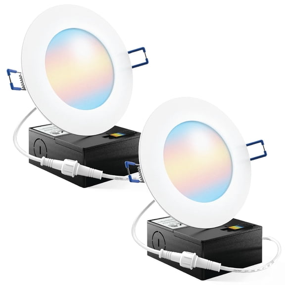 Sunco 2 Pack 4 Inch Slim Canless LED Recessed Lights, 10W 5CCT, Dimmable