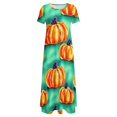 thumbnail image 4 of Robe Imprimée Citrouilles Aquarelle Halloween Fête Robe Maxi Manches Courtes Mode Bohème Longues Robes Femmes Surdimensionnées Vestido, 4 of 5