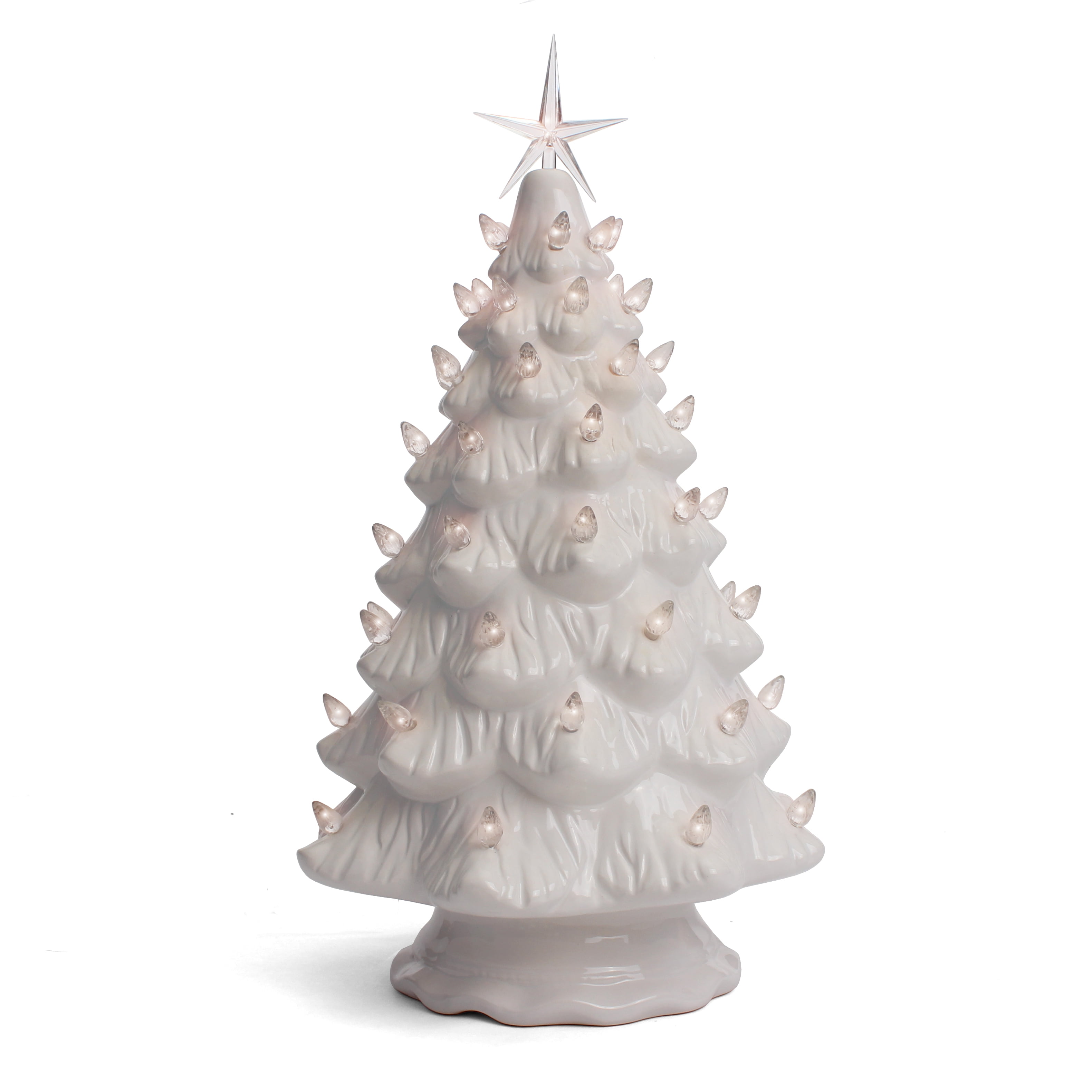 10 MEDIUM CLEAR PLASTIC LIGHTS AND  STAR FOR CERAMIC REGULAR CHRISTMAS TREE . 