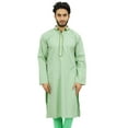thumbnail image 6 of Atasi Men's Long Cotton Mandarin Collar Green Shirt Ethnic Clothing-Medium, 6 of 7