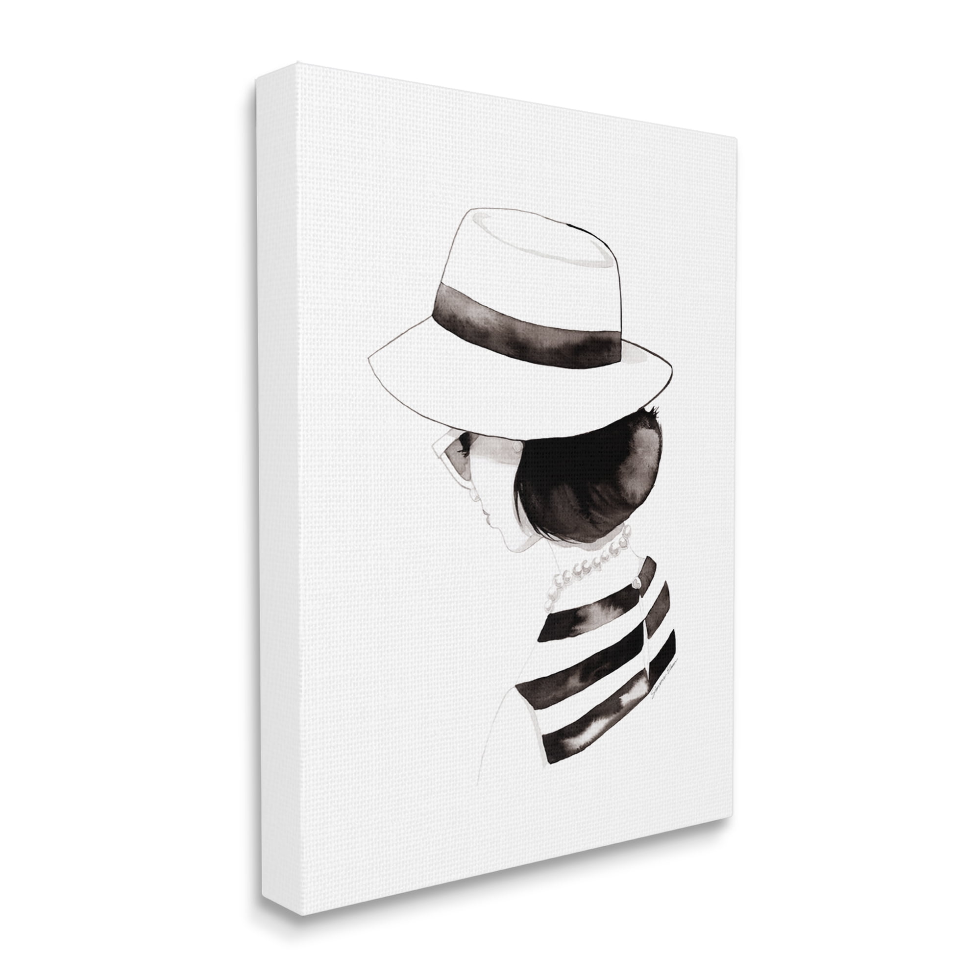 Stupell Industries Woman in Sun Hat Beauty & Fashion Painting Gallery Wrapped Canvas Print Wall Art, 24 x 30