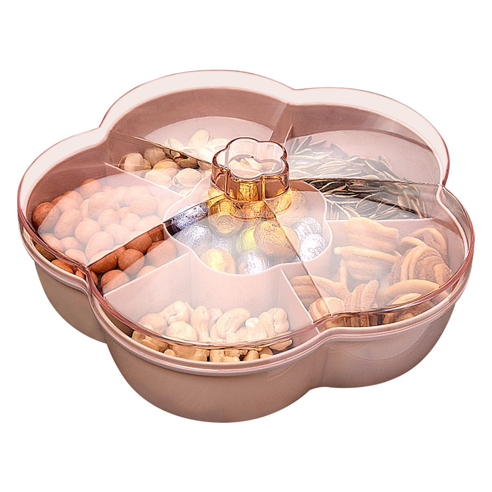 Candy Box 2 Layer Dried Fruit Plate Snack Serving Tray Crective Flower Rotating