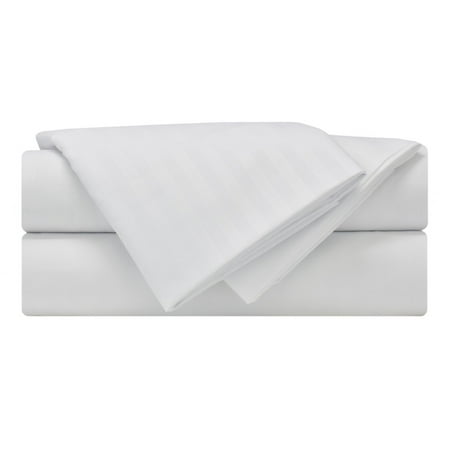 Mezzati Luxury 1800 Prestige Soft and Comfortable Collection Bed Sheets Set King Striped White