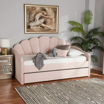 Baxton Studio Kids Modern Timila Daybed with Trundle, Light Pink