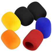 6 Pack Windscreen Foam Cover, findTop Foam Microphone Cover Windscreen for KTV Device (Black, Blue, Orange, Yellow, Red)