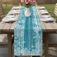 thumbnail image 4 of Teal Coastal Table Runner 72 Inches, Summer Ocean Sea Ombre Starfish Corals Bed Runner Dresser Scarves Tabletop for Indoor Outdoor Parties/Ceremony/Banquet, 13" x 72", 4 of 9