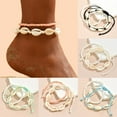 thumbnail image 3 of DLQT Af199-032pcs Summer Beach Natural Shell Anklet Bohemian Colorful Beads Layered Chain Anklet, 3 of 7
