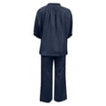 thumbnail image 6 of Xunmmm Women's Cotton Linen Two Piece Set Loose Fit Half Sleeve Zipper Shirt and Wide Leg Pant Casual Summer 2 Piece Set for Women Linen Pants Set Outerwear, 6 of 6