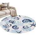 thumbnail image 2 of Summer Marine Life Round Area Rugs 3 ft, Ocean Watercolor Sea Conch Starfish Shells Coastal Washable Small Area Rug with Non-Slip Sturdy Edge Binding Round Front Door Mat Floor Carpet for Entryway, 2 of 9