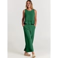 thumbnail image 6 of Women'S Pants Sets 2 Piece Outfits Sleeveless Round Neck Tank Tops Elastic Waist Wide Leg Green S, 6 of 9
