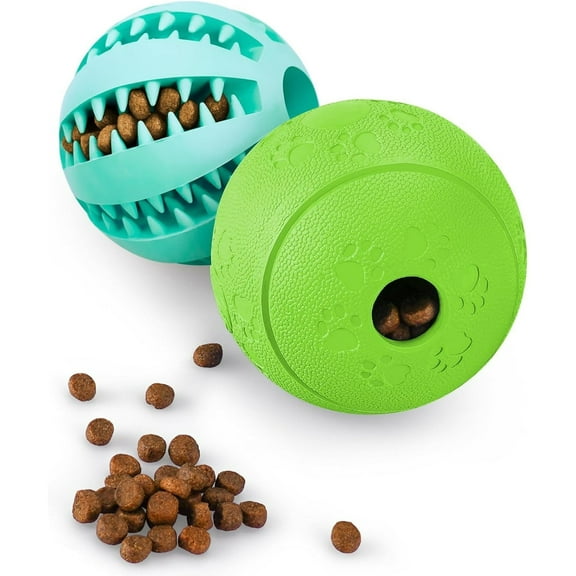 ZeenArt 2 Pcs Dog Puzzle Toy Ball, Durable Dog Teething Toys, Dog Treat Ball for Playing, Boredom