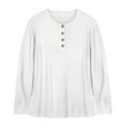 thumbnail image 4 of Women’s Button Front Knit Sweater Pullover Round Neck Long Sleeve Solid Color Casual Tops White, 4 of 5