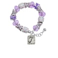 thumbnail image 2 of Delight Jewelry Silvertone Pebble Border Initial - T Purple Butterfly Bead Charm Bracelet, 7"+1" Extender, 2 of 5
