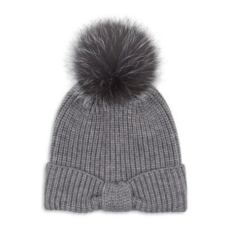 Surell Faux Fur Pompom Knit Hat GRAY