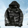 thumbnail image 2 of Breezora Women's Hooded Quilted Puffer Jacket Winter Warm Thickened Full Zip Shiny Ski Coat For Hiking Outdoor L Size Black, 2 of 9