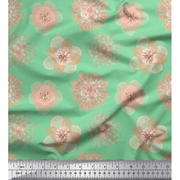 Soimoi Satin Silk Fabric Artistic Flower Printed Craft Fabric by the Yard 42 Inch Wide