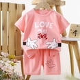 thumbnail image 4 of HCNTES Toddler Boy Clothes Baby Summer Outfit Cartoon Letter Print Cotton Tops+Grey Elastic Shorts 2pcs(5-6 Years,a171-Light Pink), 4 of 4