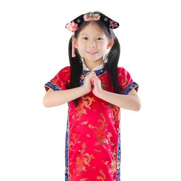 KAKOWELY Chinese Traditional Headdress 1Pcs Tassel Headband Pink Fabric Retro Hair Band for Festivals