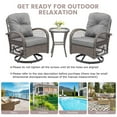 thumbnail image 7 of SEGMART 3 PCS Patio Swivel Rocker Set, PE Rattan Swivel Bistro Table Set, Outdoor Conversation Set with Glass Tabletop and Cushions for Balcony Patio Deck Poolside, 7 of 7