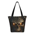 thumbnail image 3 of Horeoi Metal Evil Skull Print Shoulder Bag for Women Large Capacity Zipper Tote for Shopping Beach Travel Gym with Inner Pocket, 3 of 7