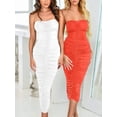 thumbnail image 5 of Women's Sexy Ruched Strapless Bodycon Tube Maxi Long Club Dress, 5 of 6