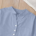 thumbnail image 5 of WOYY Big Boys Cotton Linen Henley T-Shirt Solid 3/4 Sleeve V Neck Blouse, Sizes 5-13, 5 of 7