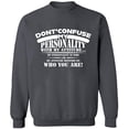 thumbnail image 2 of OXI Crewneck Sweatshirt - Don't Confuse My Personality,Basic Casual Sweatshirts for Men's and Women Fleece Sweatshirt Long Sleeve- Charcoal Large, 2 of 2