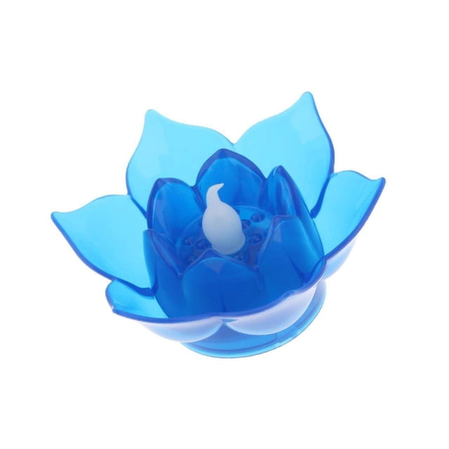 facefd LED Lotus Lamp Floating Water Wishing Artificial Candle Lights Blue