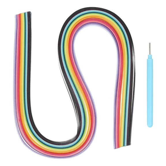 Uxcell Paper Quilling Kit, 21.3 Inch 5mm 24 Colors 120 Paper Quilling Strips with Blue Pen for Beginners, Multi-colored