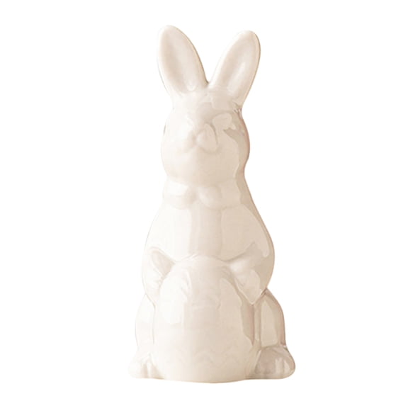 Ceramic Rabbits Figurine Decor, White Ceramic Rabbit Tabletop Bookshelf Art Home Statues Decoration for Easter Rabbits Weddings Crafts Ornaments