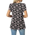 thumbnail image 4 of Fiudx Ofertas Flash Del Día Solo En Línea Moda Mujer Verano Casual Tops Cuello Alto Estampado Manga Corta -, 4 of 5