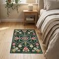 thumbnail image 3 of ODIKA 2'x3' Green Forest Geometric Medallion Folk Art Washable Doormat Traditional Octagonal Centerpiece with Decorative for Entryway, Kitchen, Laundry Room, Non-Slip, Low Pile, 3 of 7