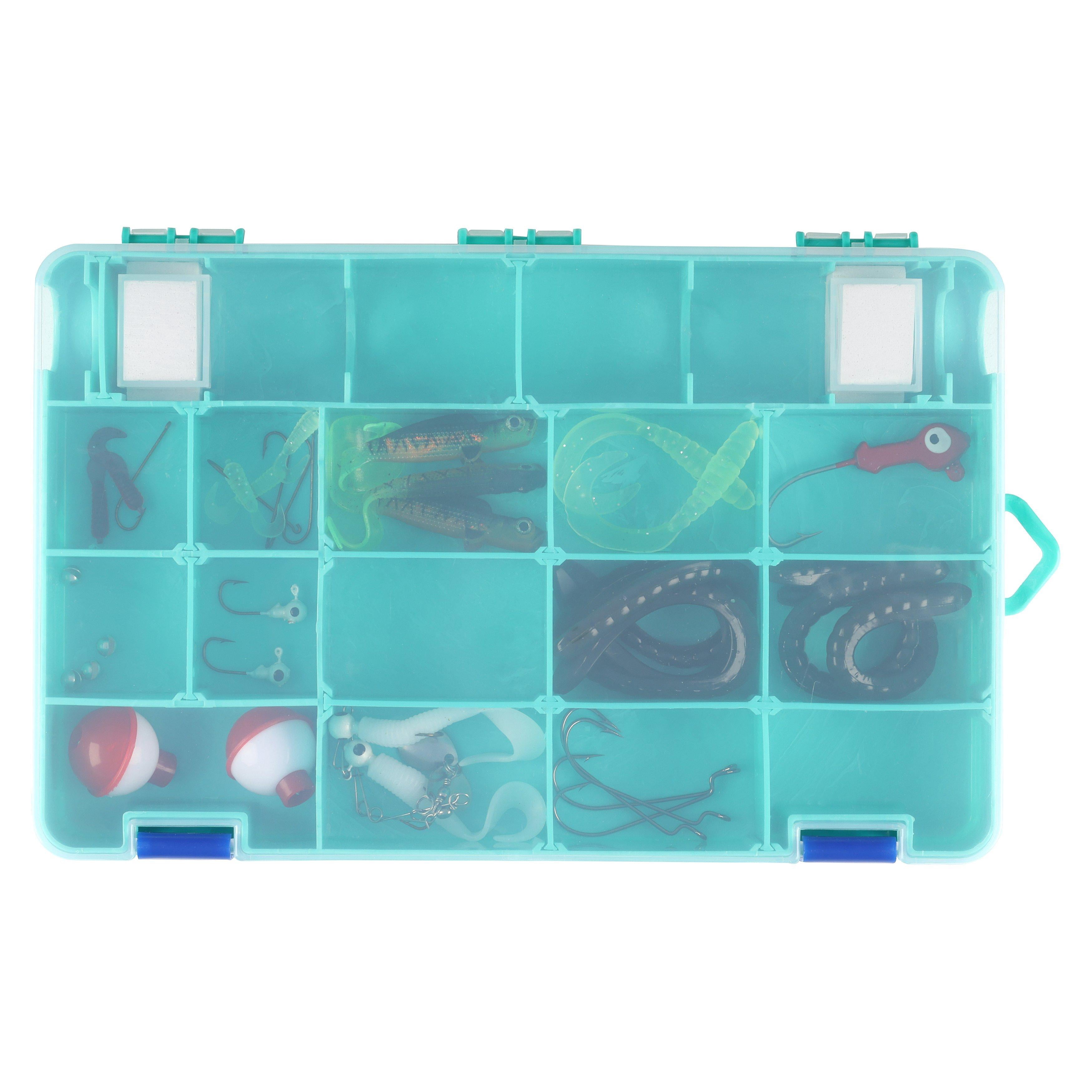 Shakespeare Tackle Box, 4-Pack, Adjustable Dividers, Green Swirl