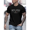 thumbnail image 1 of MILANO ITALY National Flag Print, Men's Casual Comfy Crew Neck Short Sleeve T-shirt, Men's Trendy Clothes Outdoor, Men's Breathable Tops For Summer, Casual Sporty Tee, Summer Gifts, 1 of 7