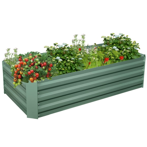 4x2x1Ft Metal Raised Garden Bed Planter Box, Square style Heavy Duty Outdoor Planter Bed for Growing Flowers Herbs Succulents Plants