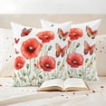 thumbnail image 3 of Red Flower Pillow Covers 2 Pack Butterfly Pillowcase Waterproof Outdoor Throw Pillow Cover for Patio Garden Square Cushion 26”x26”, 3 of 9