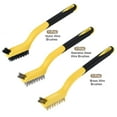 thumbnail image 2 of Uxcell Wire Brush Set Nylon/Stainless Steel/Brass Brushes Yellow Black Curved Handle, 3 Count, 2 of 6