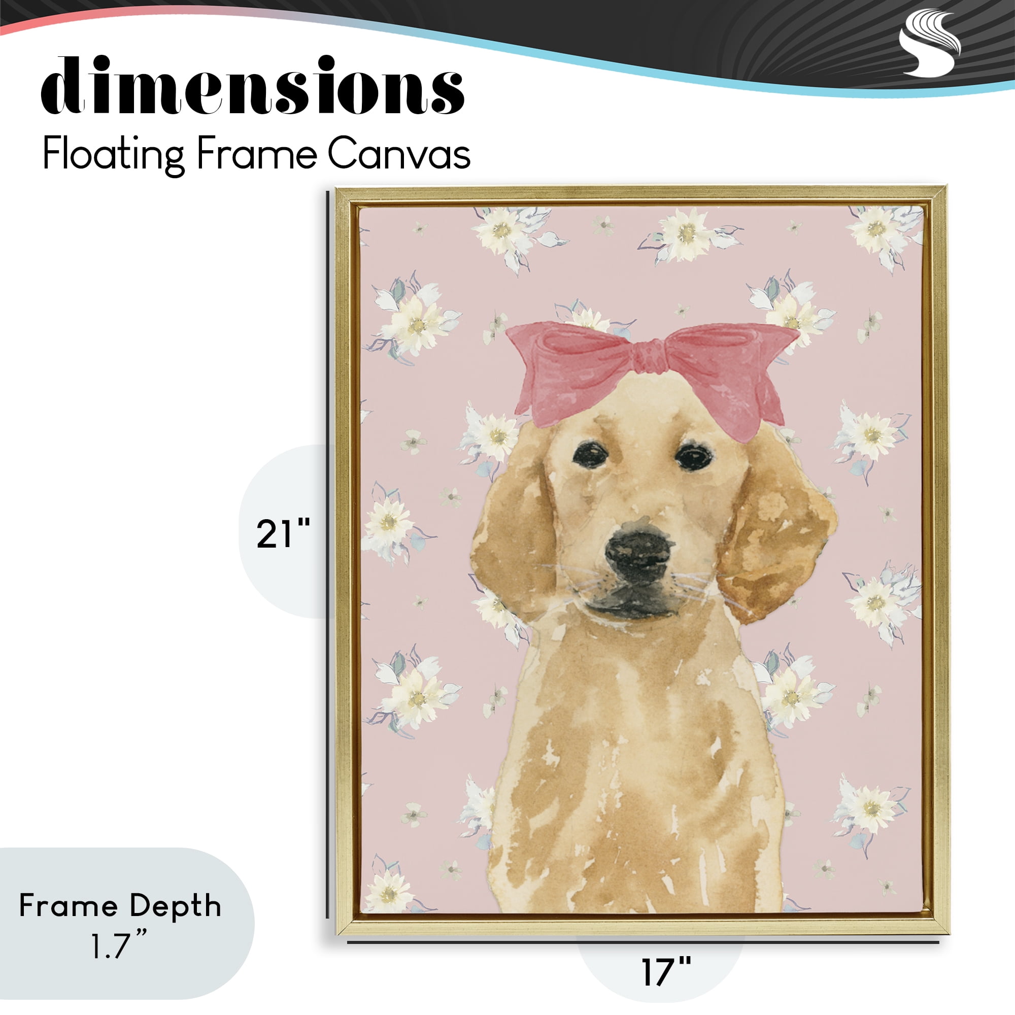 Stupell Industries Picture Ready Retriever Gold Framed Floater Canvas Wall Art, design by Lucille Price