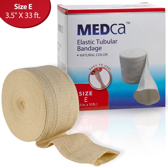 Elastic Tubular Support Bandage Size E, 10M Box - Natural Color (3.5" X 33 feet ) For Large Knee Support Bandage -Medium Thigh, Cotton Spandex