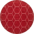 thumbnail image 1 of Unique Loom Tapis en Treillis Géométrique 8' x 8' Rond Rouge/blanc, 1 of 2