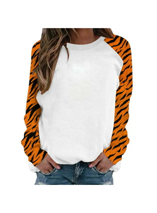 Tiger Bamboo Womens Raglan Shirt Long Sleeve Round Neck Sweater Pullover  Sweatshirt Casual Tee