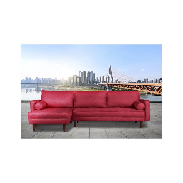 Sofá Cama Modular Reversible de Lino Rojo con Tecnología Beehive Airflex Foam Modelo Sparrow Makora