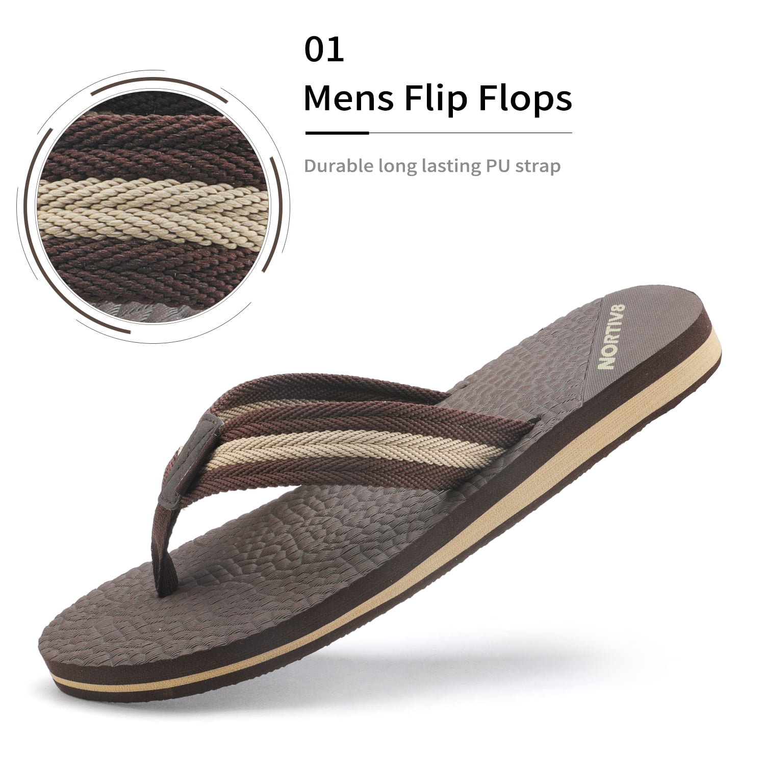 NORTIV 8 Mens Flip Flops Thong Sandals Comfortable Light Weight Beach Sandal