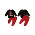 thumbnail image 2 of Baby Toddler Kids Boys 2-piece Valentine’s Day Clothing Set, 6 12 18 24 Months 2T 3T 4T Long Sleeve Letters Print Sweatshirt with Sweatpants Outfit, 2 of 9